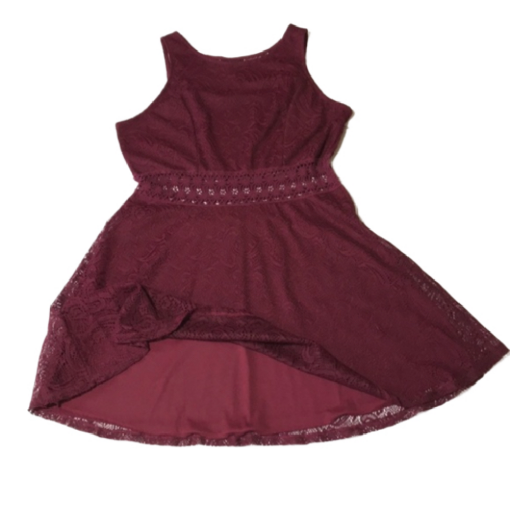 RUE21 Burgundy Lace Cut Out (Waist & Back) Skater Dress w/Side Zipper—Sz XL - Picture 5 of 13